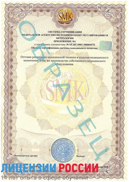 Образец сертификата соответствия (приложение) Ядрин Сертификат ISO 13485